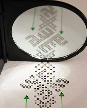 Mirrored, the word Allah appears in Viking Age patterns found in Birka, Sweden.
Photo courtesy Annika Larsson of Uppsala University.