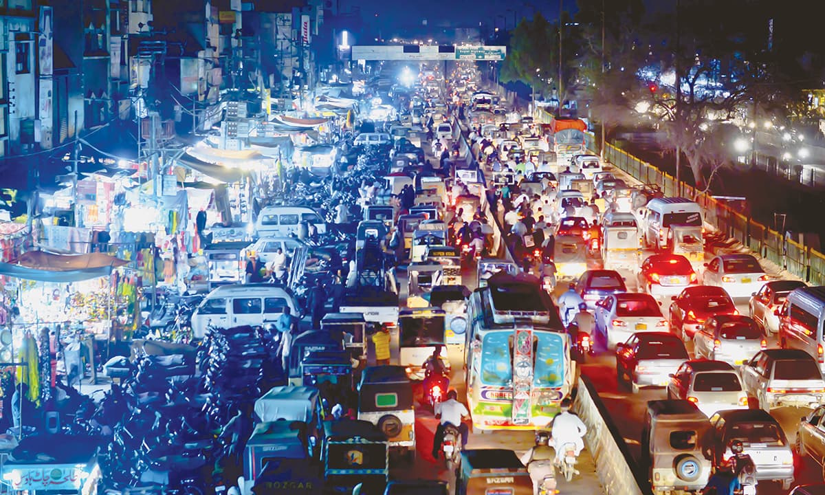 A main road in Karachi choked by a traffic jam during rush hour | Fahim Siddiqui, White Star