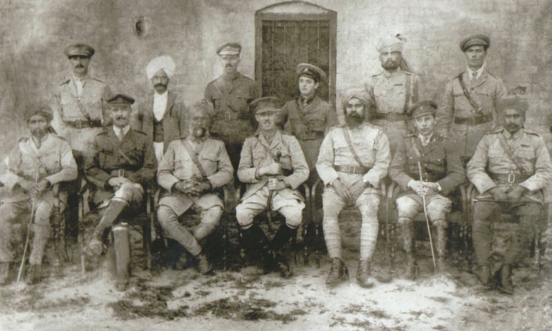 A group photograph showing Risaldar Ghulam Gilani Khan standing second from right | Photos provided by the writer