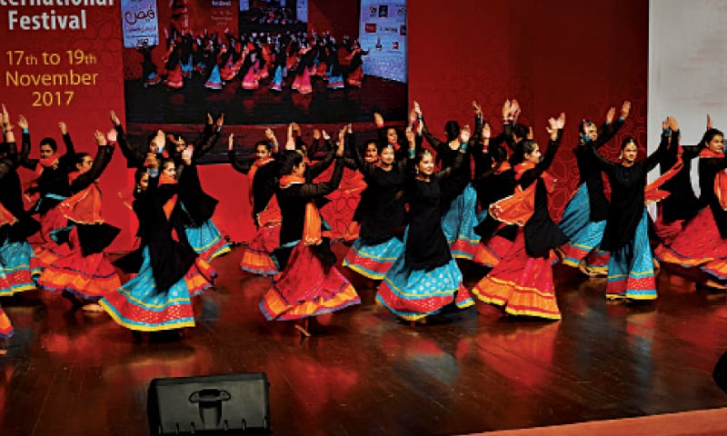 A performance on the last day of the Faiz International Festival at the Alhamra Art Centre on Sunday. — White Star A performance on the last day of the Faiz International Festival at the Alhamra Art Centre on Sunday. — White Star