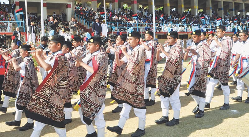 A BAND performs at Cadet College Petaro’s 56th Parants’ Day programme on Tuesday.—Dawn A BAND performs at Cadet College Petaro’s 56th Parants’ Day programme on Tuesday.—Dawn