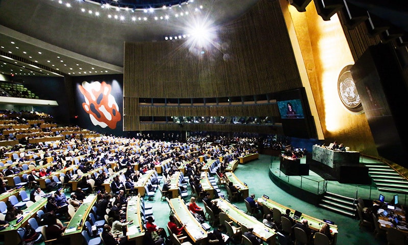 United States Ambassador to the United Nations, Nikki Haley, addresses the General Assembly prior to the vote on Jerusalem.—AFP