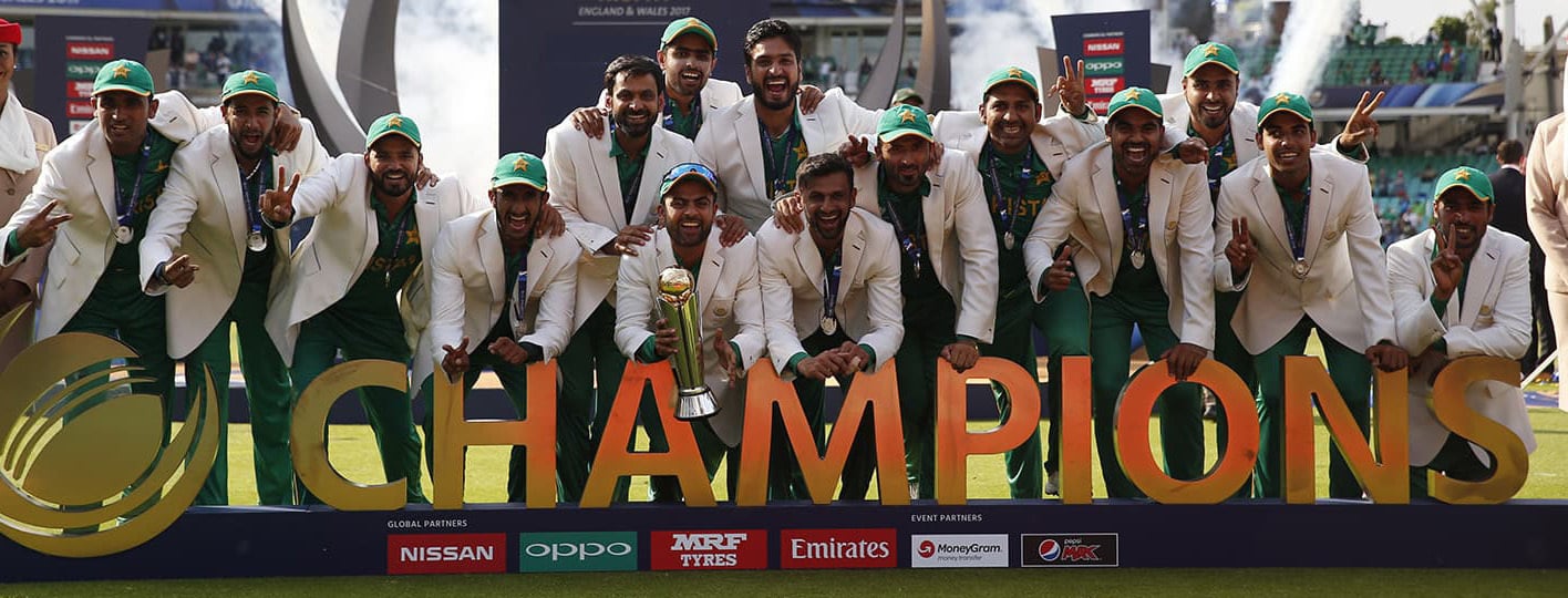 Britain Cricket - Pakistan v India - 2017 ICC Champions Trophy Final - The Oval - June 18, 2017 Pakistan celebrate winning the ICC Champions Trophy  Action Images via Reuters / Paul Childs Livepic EDITORIAL USE ONLY.