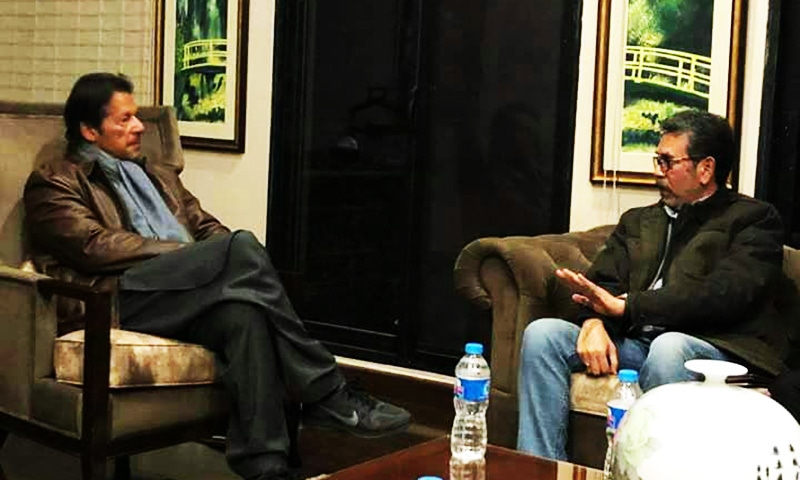 Former MQM leader Saleem Shahzad meets PTI chairman Imran Khan in Islamabad.— Photo by PTI