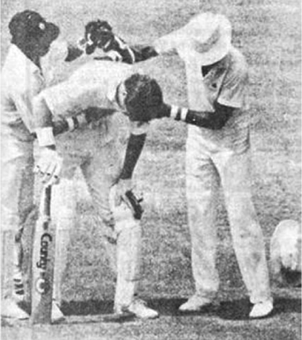 DEAN Jones: lost bodily fluids by the gallon but was under pressure to bat on &copy; Wisden