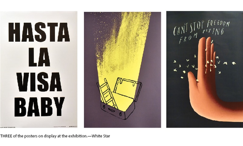 Three of the posters on display at the exhibition.&mdash;White Star