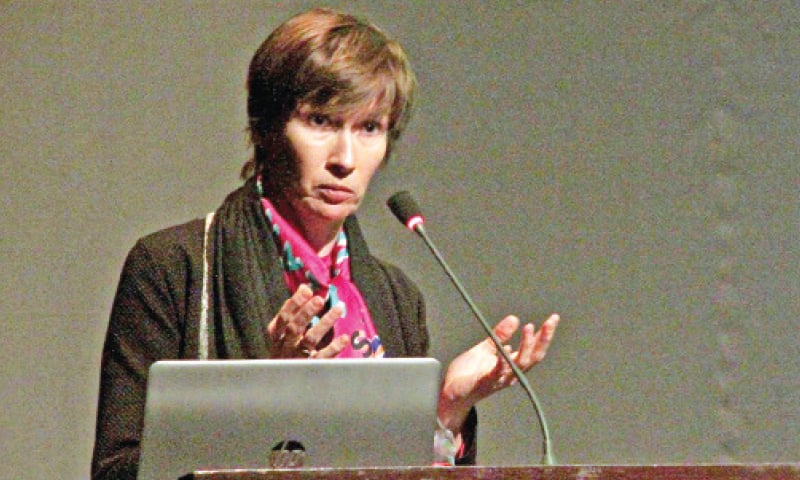 Sophie Bourdon speaks at the PNCA on Tuesday. &mdash; White Star