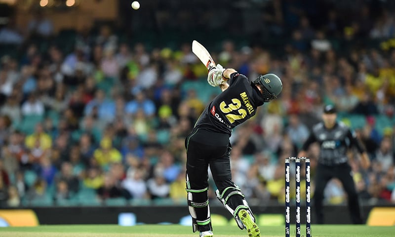 Maxwell hits a four to win the match against New Zealand &mdash; AFP