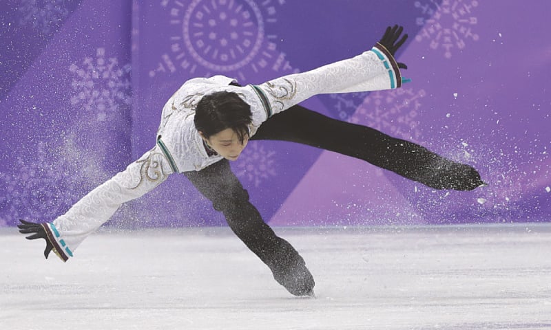PYEONGCHANG: Japan&rsquo;s Yuzuru Hanyu performs during the men&rsquo;s free figure skating final on Saturday.&mdash;AP