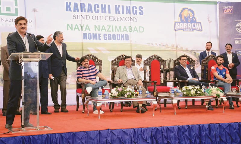 CHIEF Minister Syed Murad Ali Shah speaks at the ceremony on Sunday.—PPI