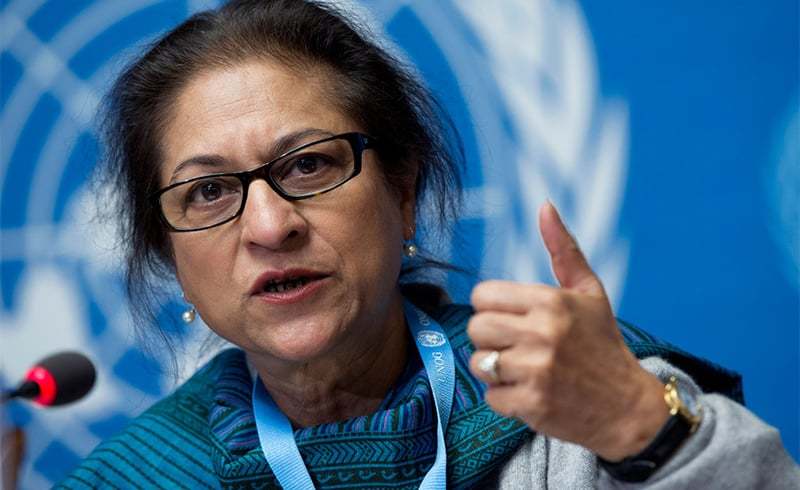 Asma Jahangir addressing a conference in her role as a UN Special Rapporteur on the human rights situation in Iran. &mdash; UN Photo/Jean-Marc Ferr&eacute;