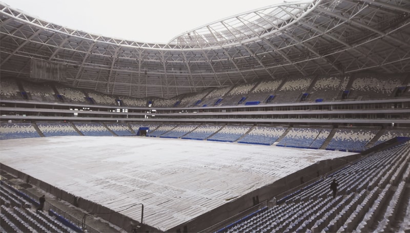 SAMARA: A view of the 45,000-seat Samara Arena in Russia on Wednesday. FIFA says the World Cup stadium requires &ldquo;a huge amount of work&rdquo; to be ready on time for the event that kicks off on June 14.&mdash;AP