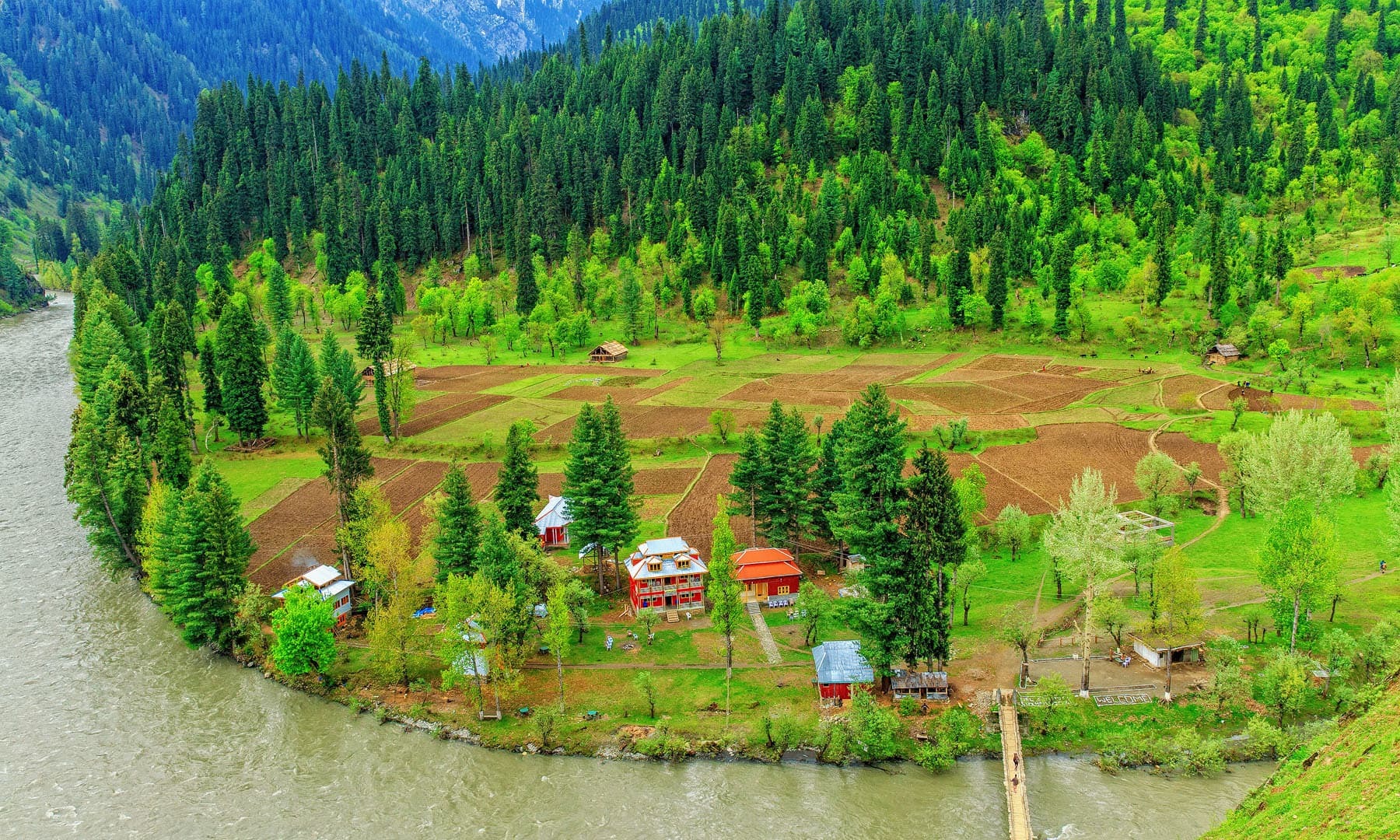 An aerial view of Tau Butt and the Neelum River, which serves as the LoC in various parts of Kashmir.
— S.M.Bukhari's Photography