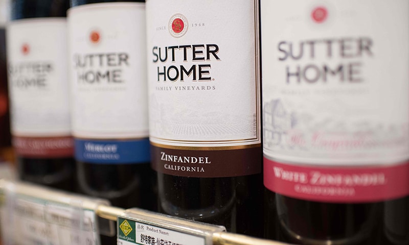 US wine products are seen on a shelf at a supermarket in Beijing on April 4, 2018. — AFP