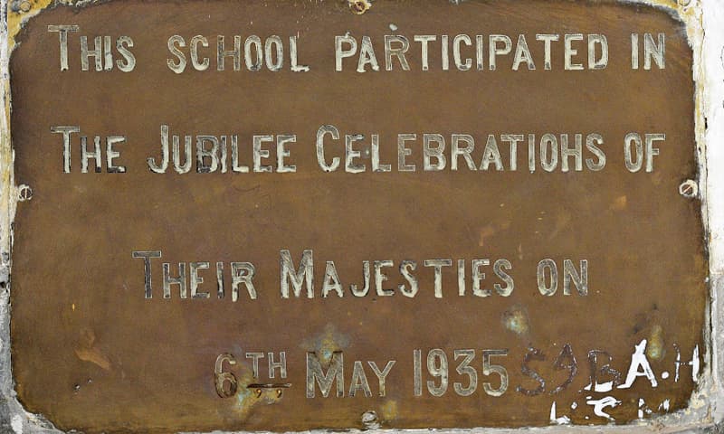 A plaque in the main hall states that the school participated in the jubilee celebrations in Delhi in 1935.