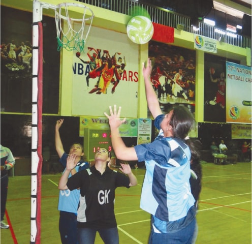 ISLAMABAD: A women’s netball match in progress at the National Championship on Friday.