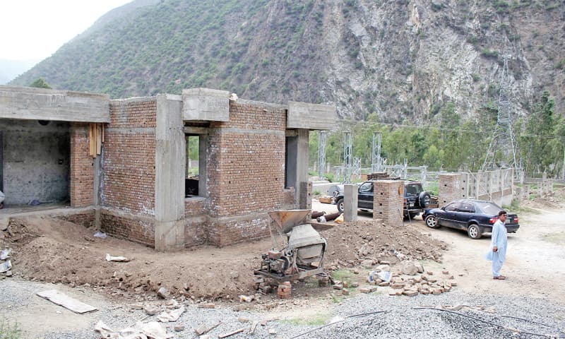 The under-construction Shangla grid station. &mdash; Dawn