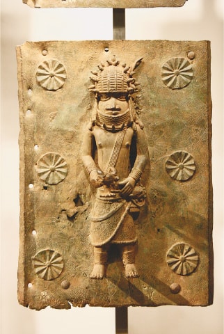 A BENIN Bronze plaque on display at the British Museum in London. David Olusoga, a Nigerian-British historian in a talk at the Hay Literary Festival demanded that Britain return the Benin Bronzes, a large collection of metal plaques and sculptures.