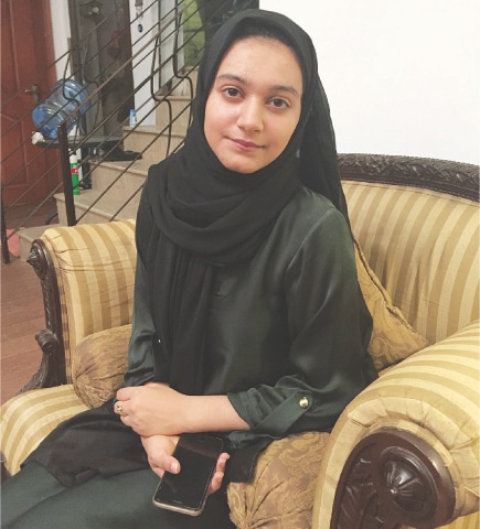 KHADIJA Siddiqui pictured at home, a day after the Lahore High Court acquitted the man who brutally stabbed her. Chief Justice of Pakistan Mian Saqib Nisar has taken notice of the acquittal.—Photo by writer