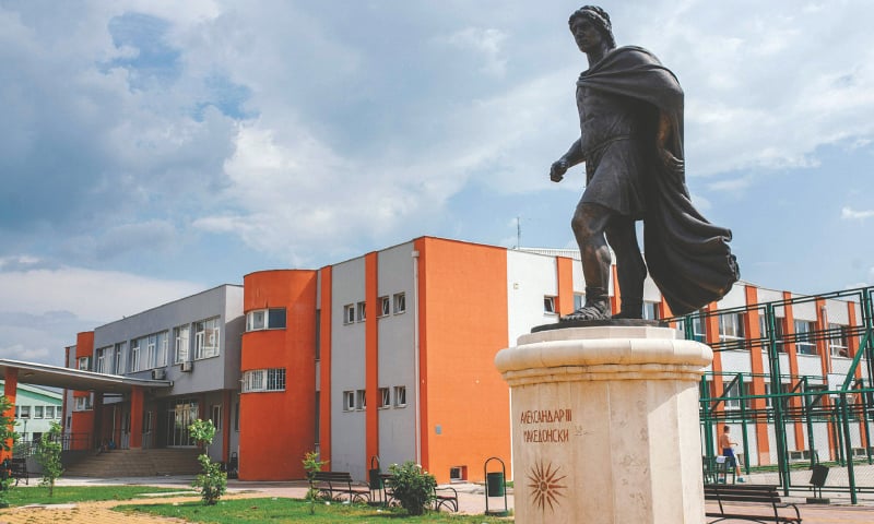 A MONUMENT of Alexander III of Macedon in front of a school named after him in Skopje, Macedonia. Earlier, a common Yugoslav identity was promoted which included learning at school in Macedonia about the likes of ancient warrior king Alexander III of Macedon, better known as Alexander the Great, and his father Philip II. But after the war-torn former Yugoslav Federation disintegrated during the 1990s, Macedonian history textbooks started to look quite different. In the 2011 edition of textbooks, pupils learned that Alexander the Macedonian had &ldquo;managed to defeat them [the Greeks], forcing them