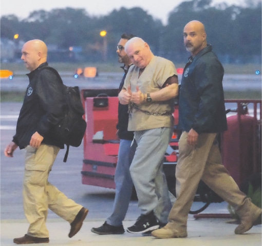 Miami (Florida, US): Former Panamanian president Ricardo Martinelli is being escorted to a plane by US security officials on Monday. Martinelli is being extradited back to Panama to face political espionage and corruption charges.—AFP