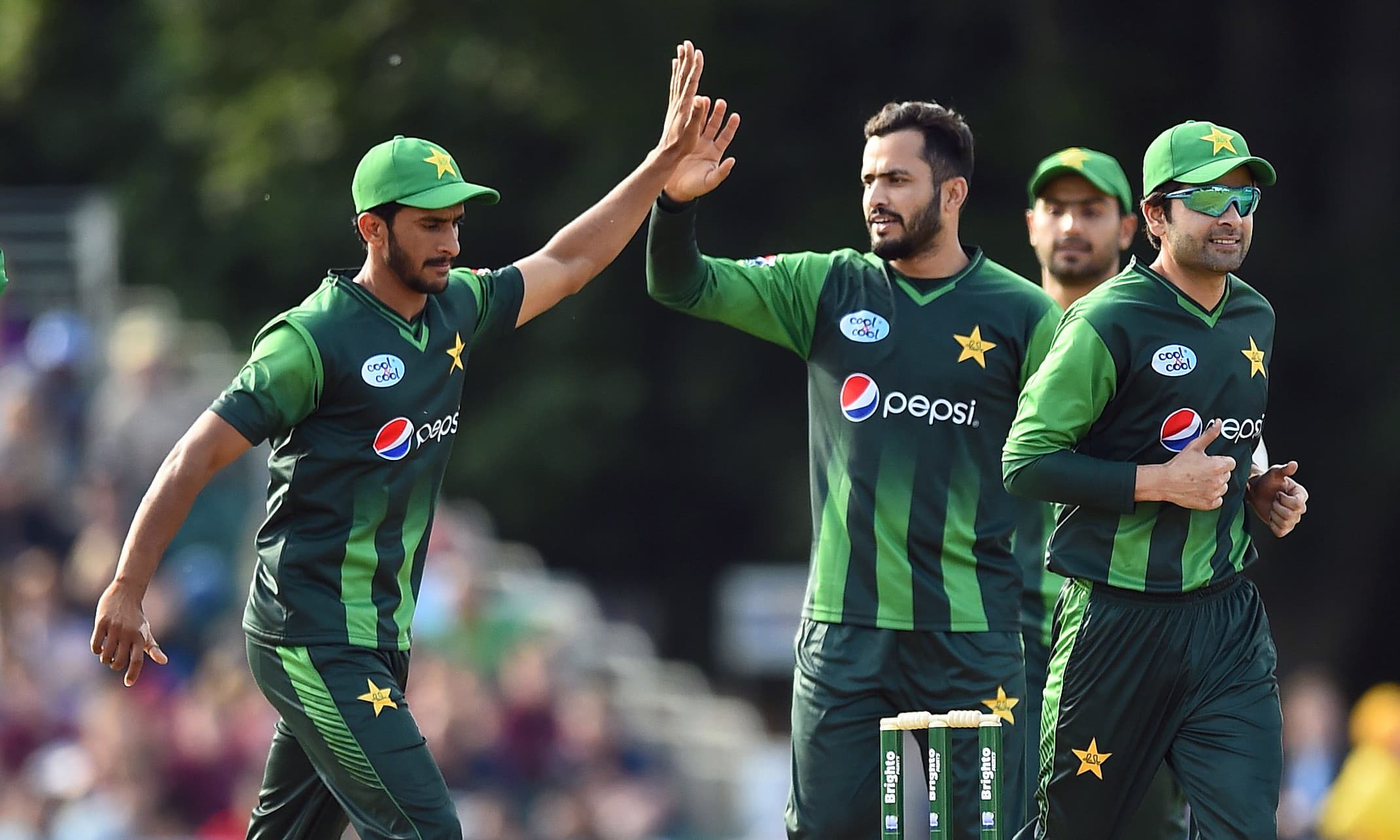 Mohammad Nawaz celebrates taking the wicket of Scotland's captain Kyle Coetzer. &mdash;AFP