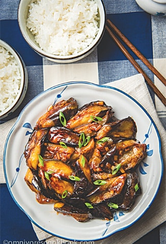 CHINESE eggplant with garlic sauce.