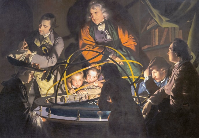 A 1766 painting by British artist Joseph Wright depicting an orrery, or mechanical model of the solar system, caused a great stir because the object of wonder at the centre of the scene was of a scientific rather than religious nature | Public domain