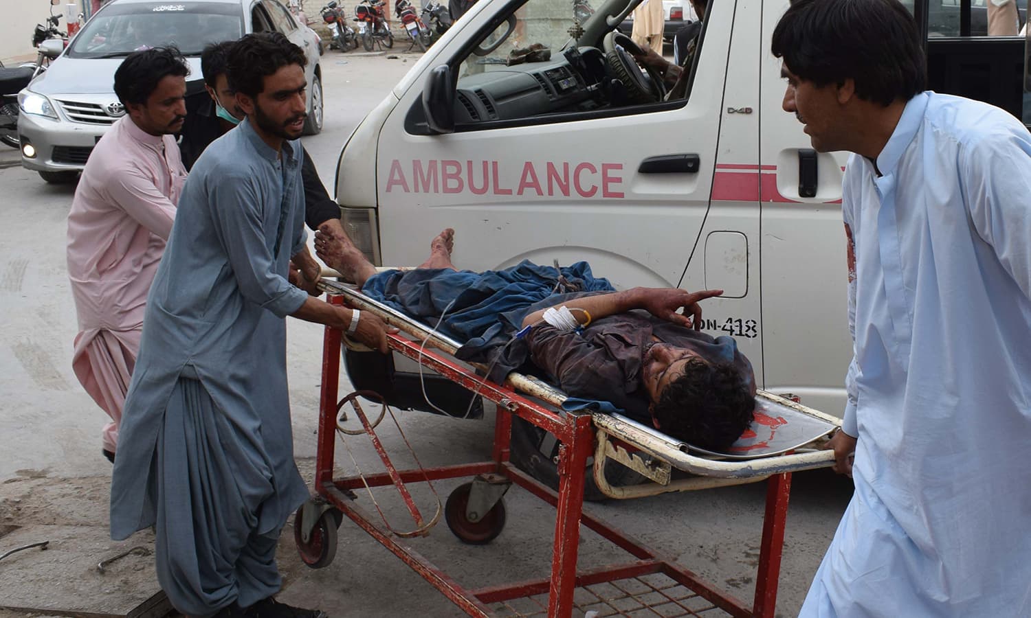 A victim of the blast is brought to a hospital in Quetta. —AFP