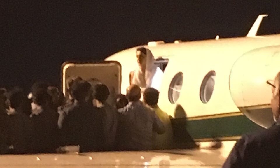 Maryam Nawaz looks out from the chartered plane that flew her and Nawaz Sharif from Lahore to Islamabad. Photo: Zahrah Mazhar