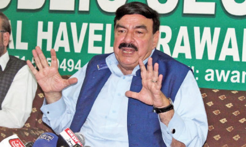 Sheikh Rashid Ahmed speaks at the press conference on Monday. — Online
