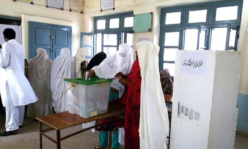 Women casting their vote in Dera Ismail Khan. —File photo