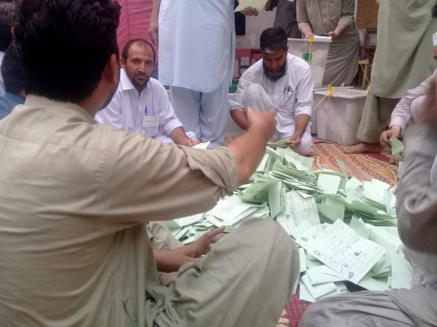Counting of votes in Peshawar. Courtesy Sirajuddin