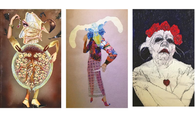 Three of the paintings on display at the exhibition.&mdash;White Star
