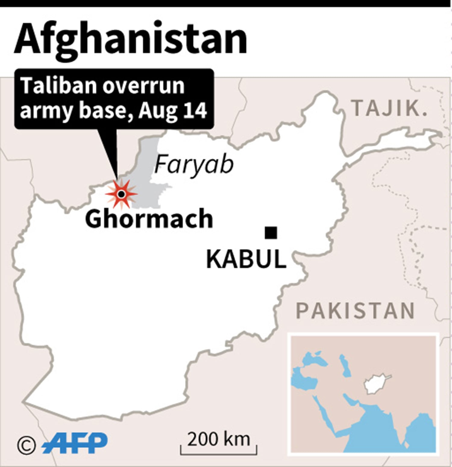 Taliban overrun Chenaya army base in Ghormach district. —AFP