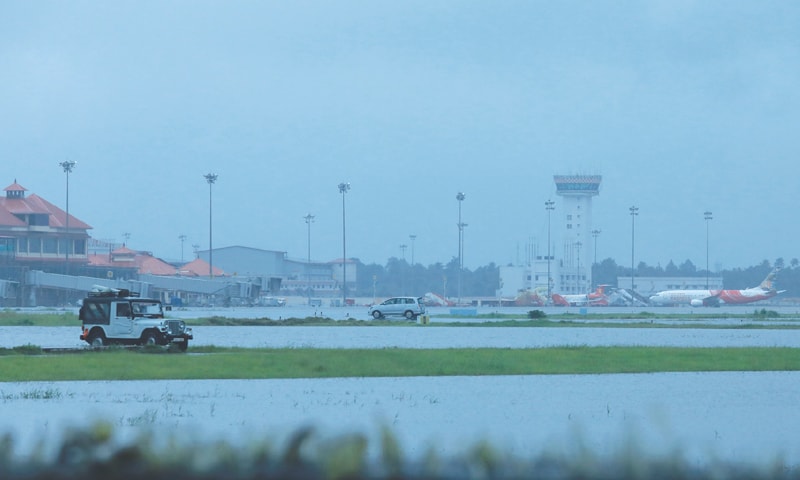 KOCHI (Kerala, India): Kochi&rsquo;s International airport is seen flooded following monsoon rains on Wednesday.&mdash;AFP