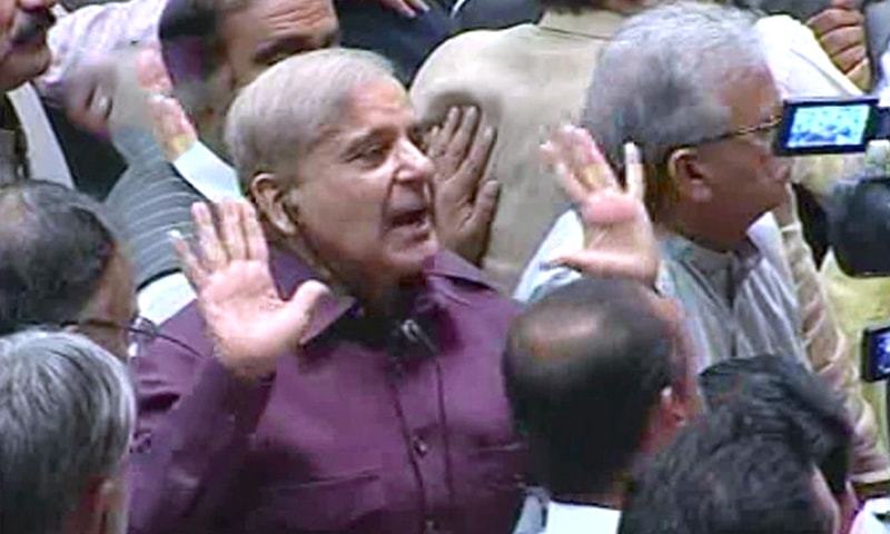 Shahbaz Sharif addresses the House after Imran Khan. ? DawnNewsTV