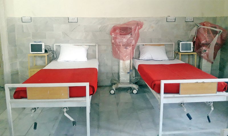 Machinery has been lying unused at a ward in Chitral DHQ hospital since long. &mdash; Dawn