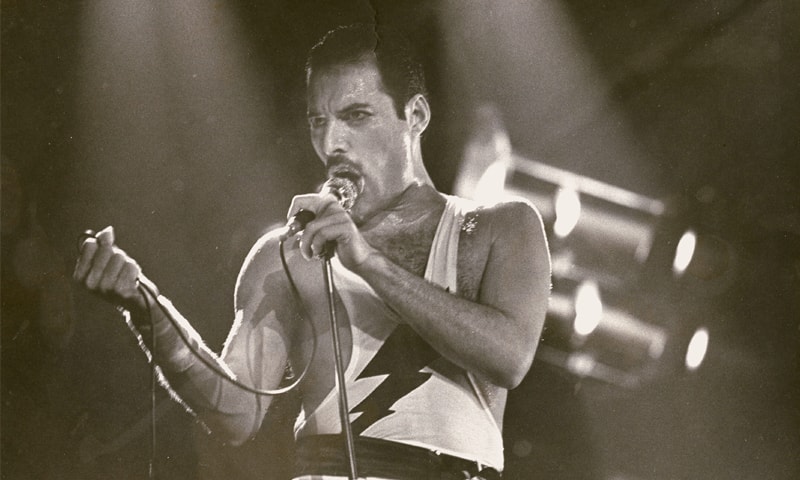 Freddie Mercury at a concert in Dortmund, Germany in 1984