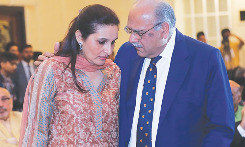 NAJAM Sethi and Naila Bhatti in deep discussion during the PCB Awards/Titans Charity Gala.