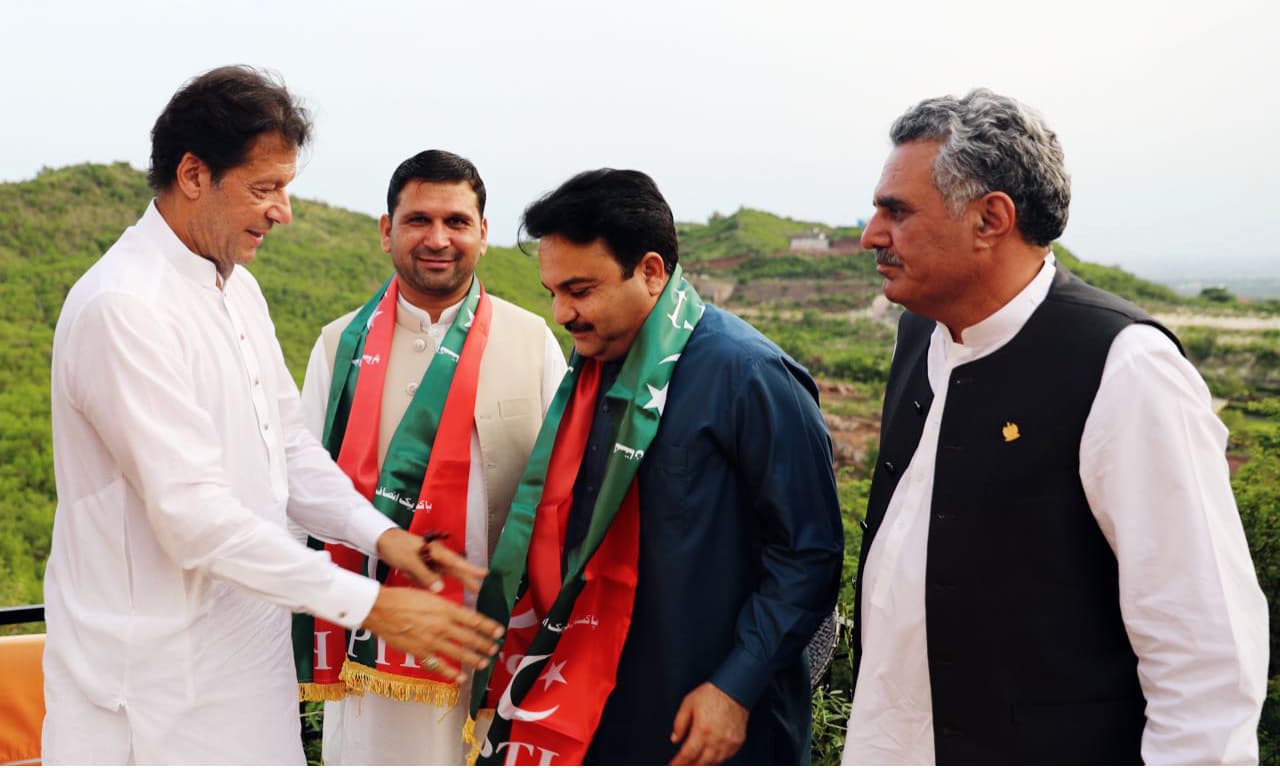 Senators Aurangzeb Khan, Sajjad Hussain Turi and Mirza Mohammad Afridi meet PM Imran Khan at his Banigala residence. —Photo provided by author