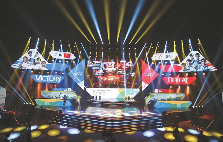 JAKARTA: China play Taiwan in the esports exhibition during the 18th Asian Games at the Arena of Valor.—AP