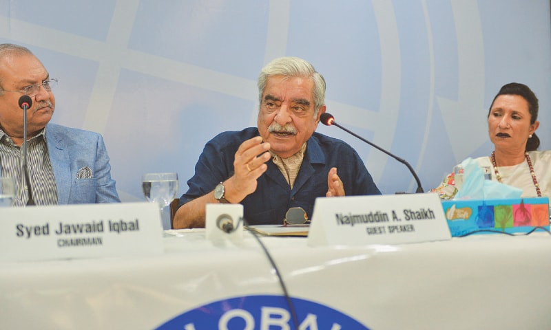 MR Shaikh speaks at the event on Saturday.
—Faysal Mujeeb / White Star MR Shaikh speaks at the event on Saturday.
—Faysal Mujeeb / White Star