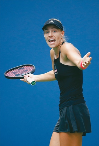 GERMANY’S Angelique Kerber reacts during her third-round match against Dominika Cibulkova of Slovakia.—AFP