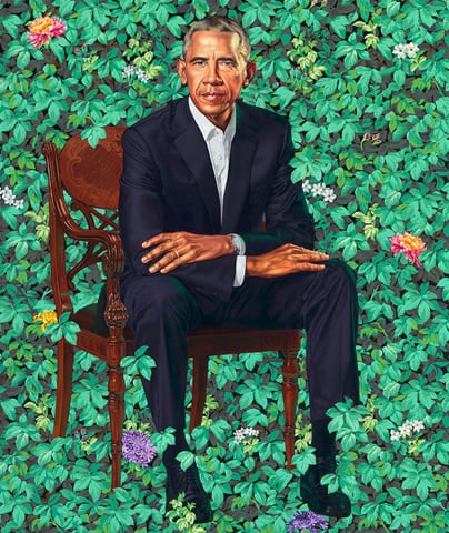 President Barack Obama’s portrait by Kehinde Wiley and Amy Sherald