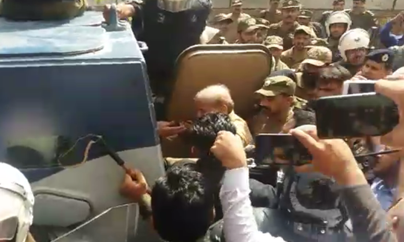 Shabaz leaves the accountability court following the hearing. — DawnNewsTV