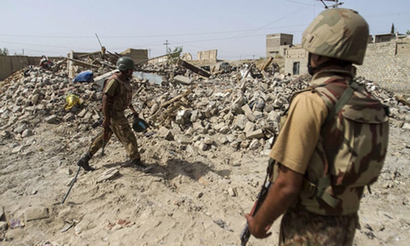 Soldiers on a routine search operation in South Waziristan. —File photo