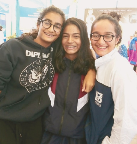 ARISHA Lari (L) with fellow medal winners Zaaria Butt and Sasha Mir.—SH