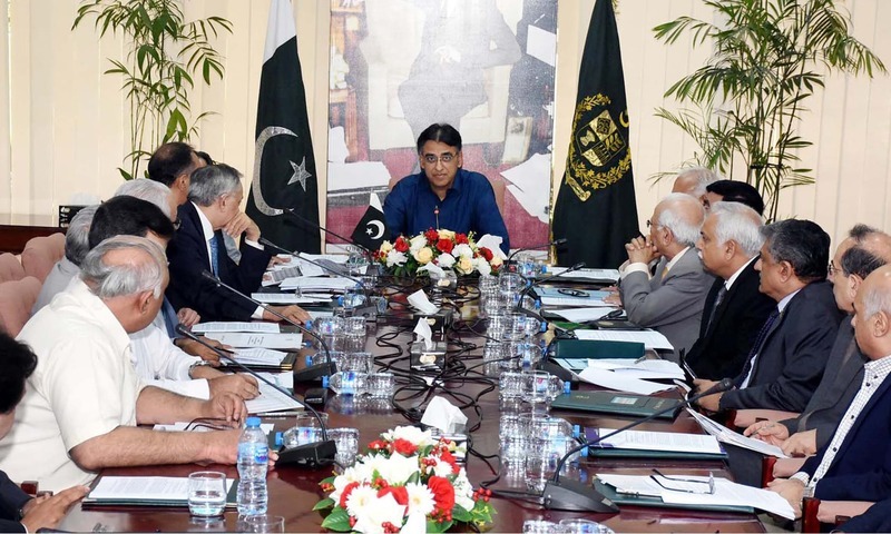 Finance Minsiter Asad Umar chairs a meeting of the Economic Coordination Committee. — Photo/File