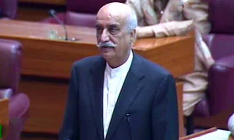 Khursheed Shah addresses the NA. — DawnNewsTV